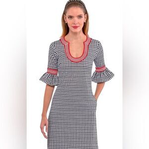 GRETCHEN SCOTT SHAKE YOUR TUSHY DRESS HOUNDSTOOTH BLACK/RED - XXL (no size)